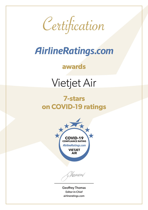 Vietjet Air đạt chứng nhận 7 sao về phòng chống Covid-19